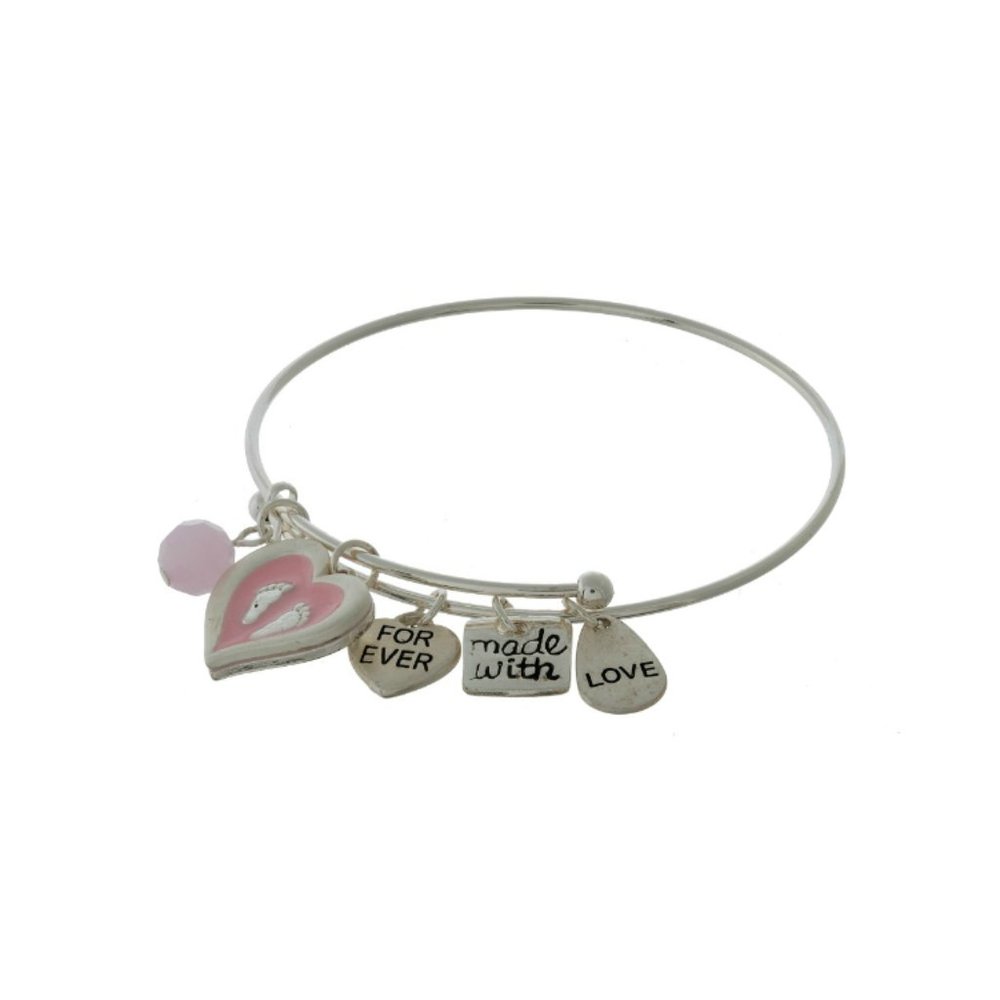 Pink Maternity Charm Bangle Bracelet
